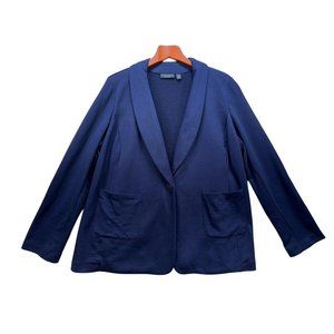 Susan Graver Weekend Womens Knit Blazer Jacket 2XL Blue Career Office